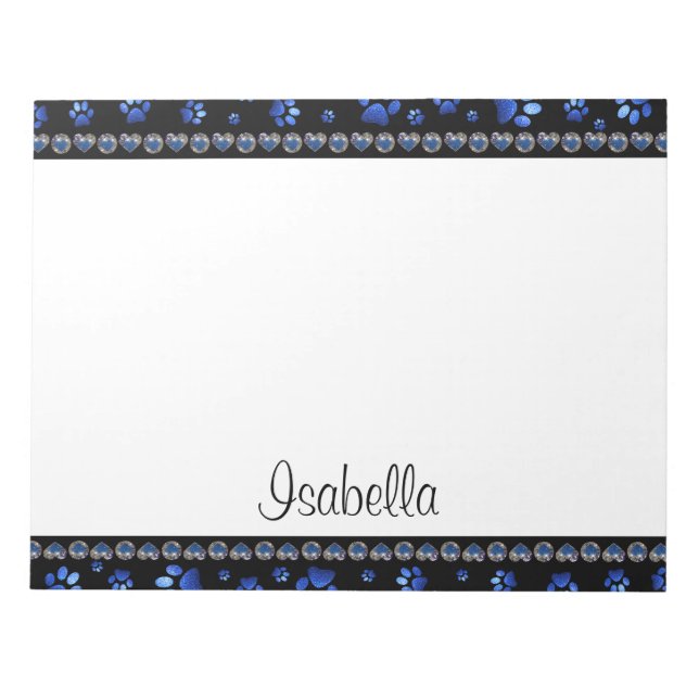 Individuelle Name, blaue Glitzer-Hundpaare Notizblock (Vorderseite)
