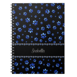 Individuelle Name, blaue Glitzer-Hundpaare Notizblock
