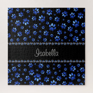 Individuelle Name, blaue Glitzer-Hundpaare Puzzle