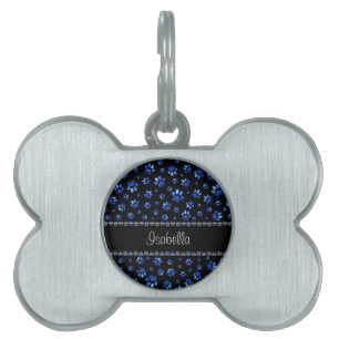 Individuelle Name, blaue Glitzer-Hundpaare Tiermarke