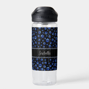 Individuelle Name, blaue Glitzer-Hundpaare Trinkflasche