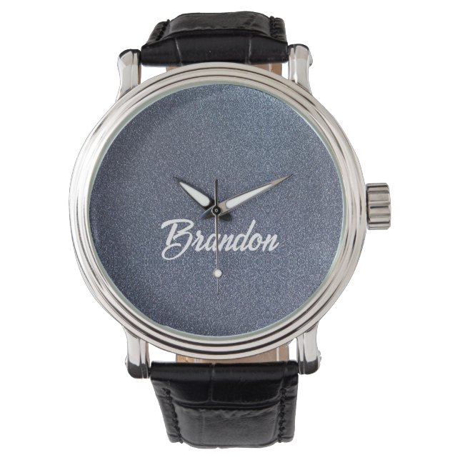 Individuelle Name blauer Glitzer Armbanduhr (Vorderseite)