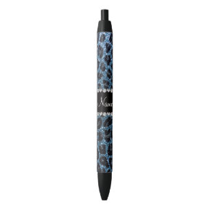 Individuelle Name-Blauer Leopardendruck Glitzer Kugelschreiber