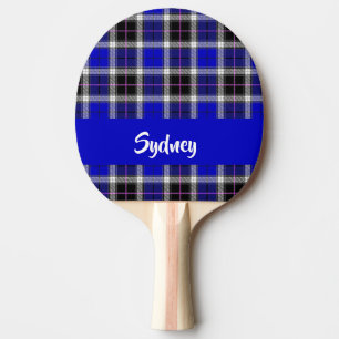 individuelle Name-blaues kariertes Muster Tischtennis Schläger