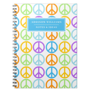 Individuelle Name Blaues Lila Friedenszeichen Notizblock