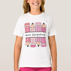 Individuelle Name Bleistift Leinwand Lehrer T-Shirt
