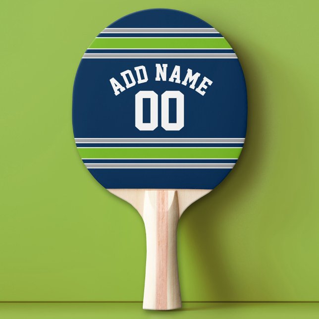 Individuelle Name Blue and Green Sports Jersey Tischtennis Schläger (Custom Ping Pong Paddle - Team or College colors Sports Jersey)