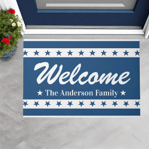 Individuelle Name "Blue and White Patriotic Stars" Fußmatte