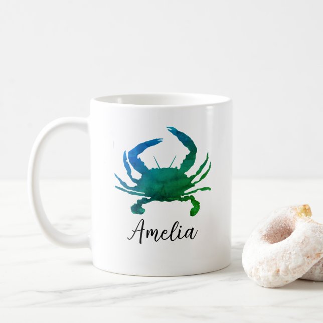 Individuelle Name Blue Crab Malerei Kaffeetasse (Mit Donut)