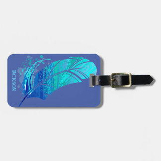 Individuelle Name Blue Feather Luggage Tag Gepäckanhänger