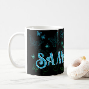 Individuelle Name Blue Green Butterfly Geschenk fü Kaffeetasse