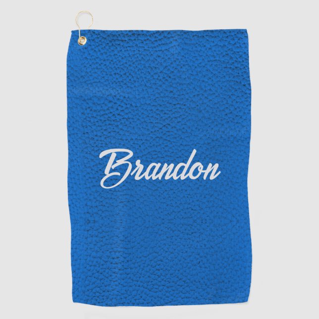 Individuelle Name Blue Leder Golf Handtuch (Vorderseite)