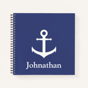 individuelle Name Blue Nautical Spiral Notebook Notizbuch