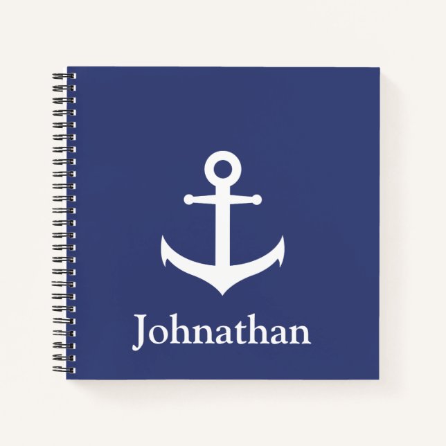 individuelle Name Blue Nautical Spiral Notebook Notizbuch (Vorderseite)