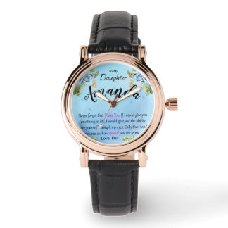 Individuelle Name Blue Rose Message für Tochter Armbanduhr