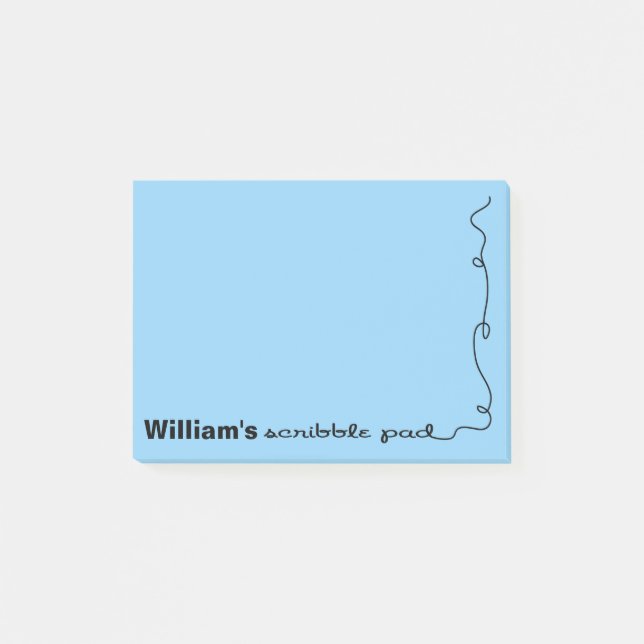 Individuelle Name Blue Scribble Post-it Klebezettel (Vorderseite)