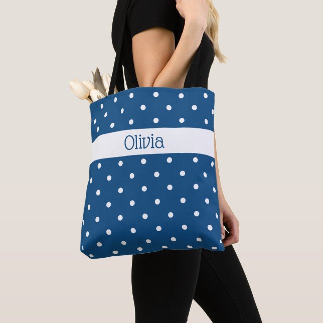 Individuelle Name Blue White Polka Dot Muster (Von Nahem)