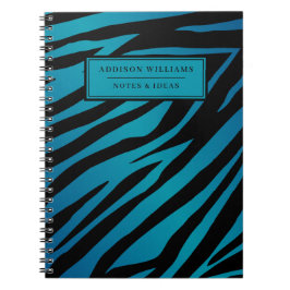 Individuelle Name Blue Zebra Stripes Journal Notizblock
