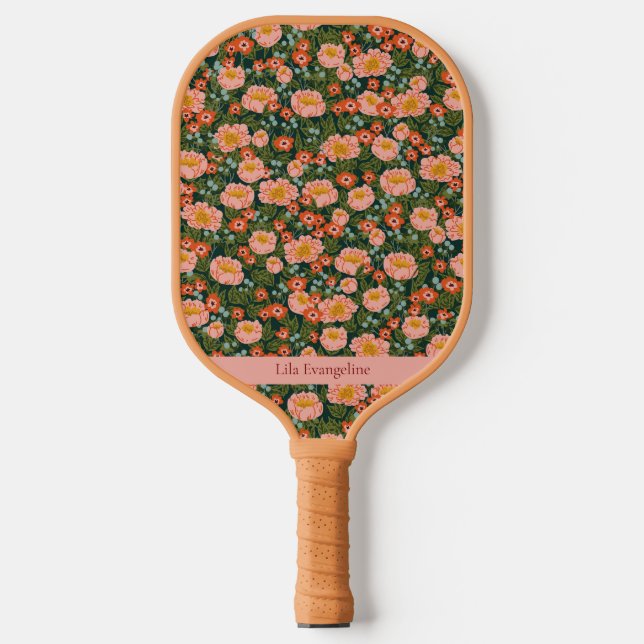 Individuelle Name blühender Blume Pickleball Schläger (Vorderseite)