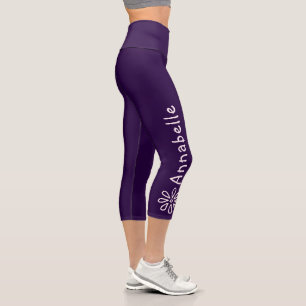 Individuelle Name - Blume blush Doodle - Festes Vi Capri Leggings