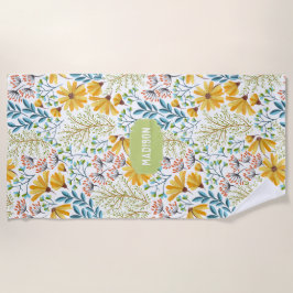 Individuelle Name Blume Illustration Badetuch