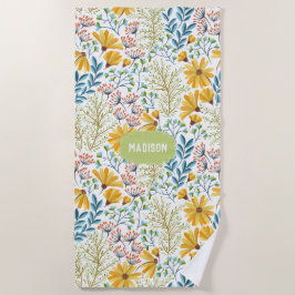 Individuelle Name Blume Illustration Badetuch