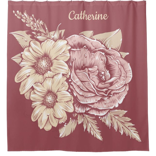 Individuelle Name Blume Illustration Duschvorhang (Vorderseite)