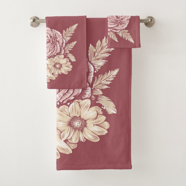 Individuelle Name Blume Illustration Handtuch Set (Insitu)