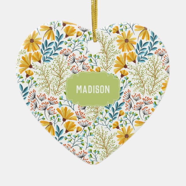 Individuelle Name Blume Illustration Keramik Ornament (Vorne)