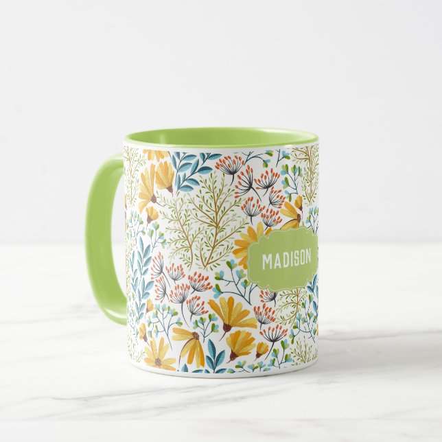 Individuelle Name Blume Illustration Tasse (Vorderseite Links)