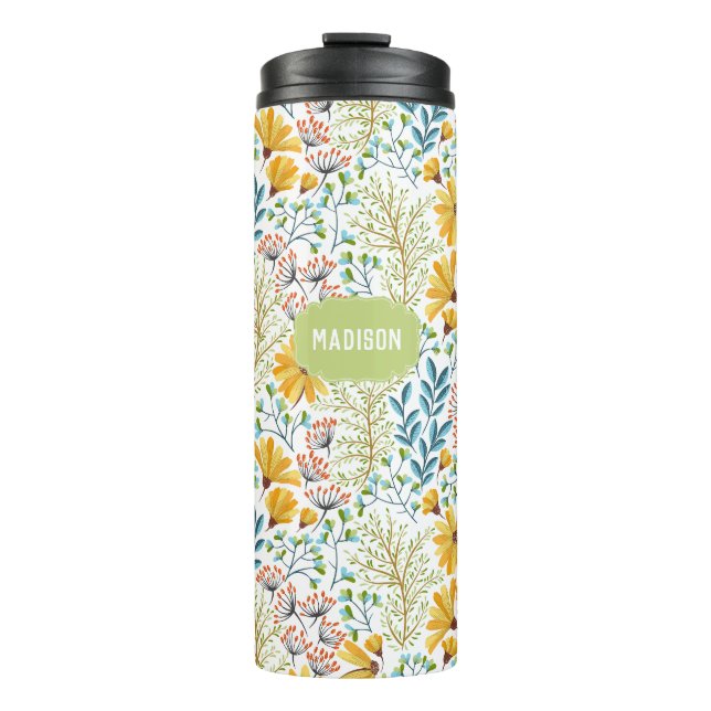 Individuelle Name Blume Illustration Thermosbecher (Vorderseite)