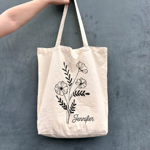 Individuelle Name Blume Tasche für Mama, Oma & Fre