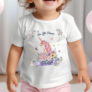 Individuelle Name Blume Unicorn Baby T-shirt