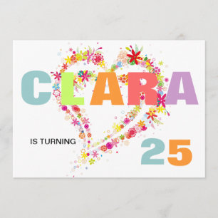 Individuelle Name Blume Wreath Herzstück Geburtsta Einladung