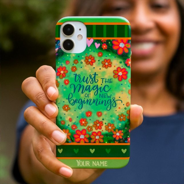 Individuelle Name Blumengrün Neubeginn Case-Mate iPhone Hülle (Von Creator hochgeladen)