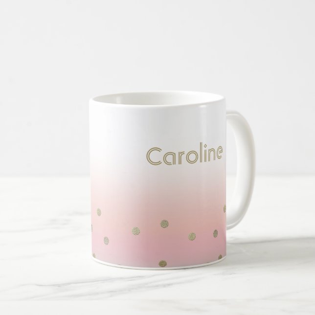 Individuelle Name Blush Pink Gold Weihnachtsgesche Tasse (VorderseiteRechts)
