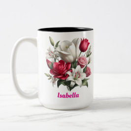 Individuelle Name Blütenblüte Zwei-Tone-Kaffee-Tas Zweifarbige Tasse