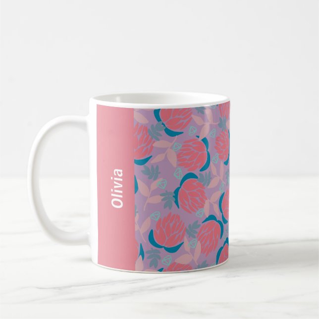 Individuelle Name Blütenprotea Rosa Orange Weibche Kaffeetasse (Links)