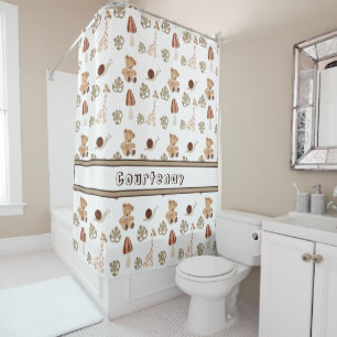 Individuelle Name Boho Woodland Jungle Tiermuster Duschvorhang
