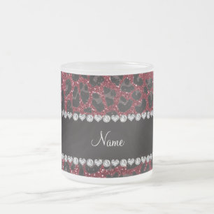 Individuelle Name bordeauxrot Glitzer Leopardendru Mattglastasse