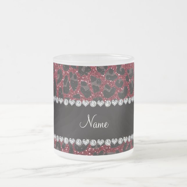 Individuelle Name bordeauxrot Glitzer Leopardendru Mattglastasse (Mittel)