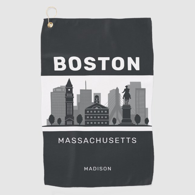 Individuelle Name Boston Massachusetts Golfhandtuch (Vorderseite)