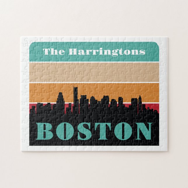 Individuelle Name Boston Massachusetts Puzzle (Horizontal)