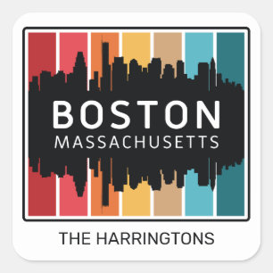 Individuelle Name Boston Massachusetts Quadratischer Aufkleber