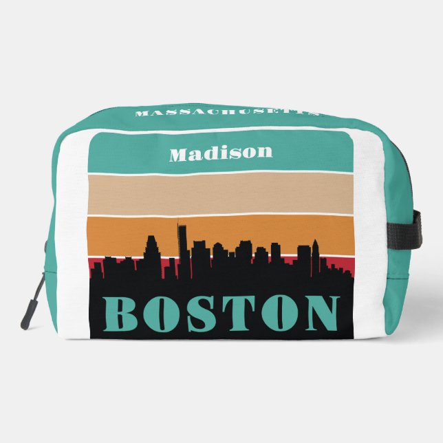 Individuelle Name Boston Massachusetts Waschbeutel (Rückseite)