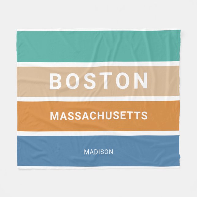 Individuelle Name Boston Massachusetts / YOUR TEXT Fleecedecke (Vorderseite (Horizontal))