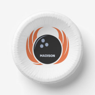 Individuelle Name Bowling Ball mit Flamme Pappteller