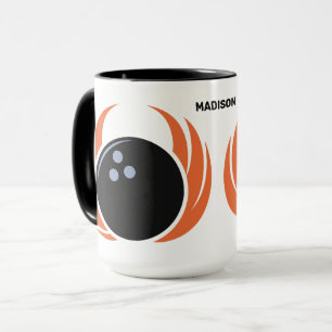 Individuelle Name Bowling Ball mit Flamme Tasse