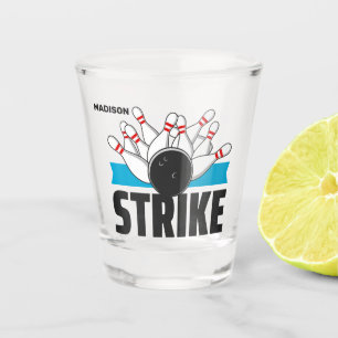 Individuelle Name Bowling Strike Schnapsglas