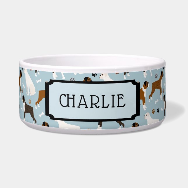 Individuelle Name Boxer Dog Knochen und Paare Napf (Vorderseite)